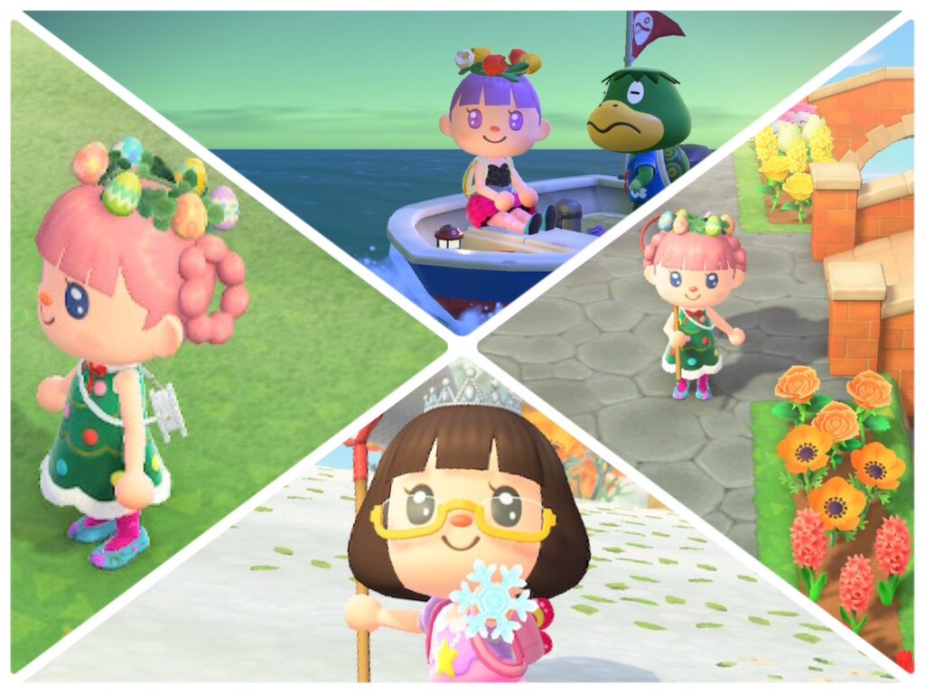 Nintendo Switch「あつまれどうぶつの森」で遊ぶ写真の一部
